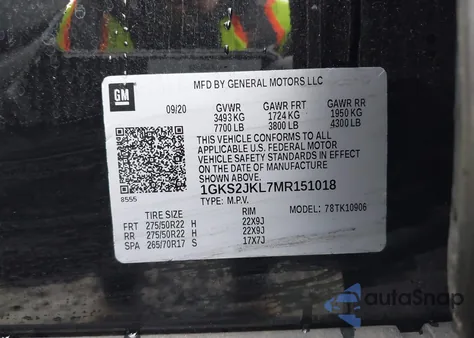 2021 GMC Yukon Xl 4Wd Denali из США, поврежденный, VIN 1GKS2JKL7MR151018